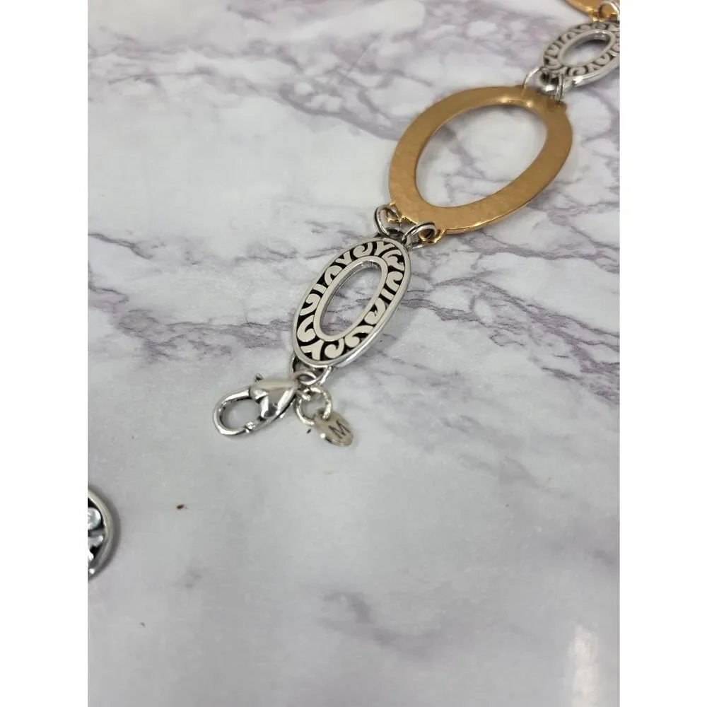 Brighton Vintage Gold and Silver Toned Oval Chain Waist Belt